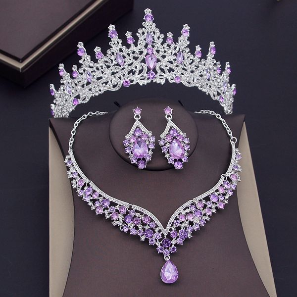 wedding jewelry sets luxury purple crystal bridal for women crown earring necklace tiaras bride dubai 230216, Slivery;golden
wedding jewelry sets luxury purple crystal bridal for women crown earring necklace tiaras bride dubai 230216, Slivery;golden