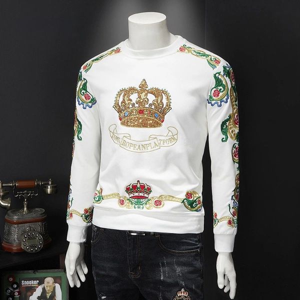 men's tracksuits men's spring and autumn casual crown crew neck long sleeve sweater embroidered bottoming shirt sweatshirt 230217, Gray
men's tracksuits men's spring and autumn casual crown crew neck long sleeve sweater embroidered bottoming shirt sweatshirt 230217, Gray
