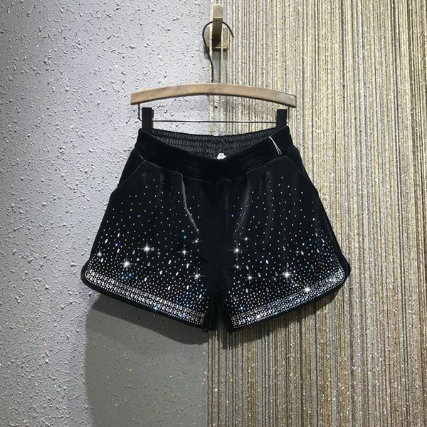 women's shorts autumn winter fashion gold velvet drilling elastic waist shorts women loose wide leg kz976 230217, White;black
women's shorts autumn winter fashion gold velvet drilling elastic waist shorts women loose wide leg kz976 230217, White;black