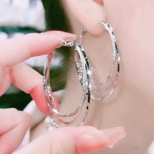 charm silver needle big ring generations three layers circle net red buckle earrings versatile anti-allergy high-grade, Golden
charm silver needle big ring generations three layers circle net red buckle earrings versatile anti-allergy high-grade, Golden