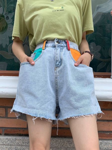women's shorts summer color short pant splice flavor retro ladies jean ragged side wide leg trend denim 230217, White;black
women's shorts summer color short pant splice flavor retro ladies jean ragged side wide leg trend denim 230217, White;black