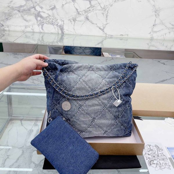 22 antique classic denim handbag large capacity rhombus quilted washed denim bag and silver tone metal chain outdoor designer womens purse h
22 antique classic denim handbag large capacity rhombus quilted washed denim bag and silver tone metal chain outdoor designer womens purse h