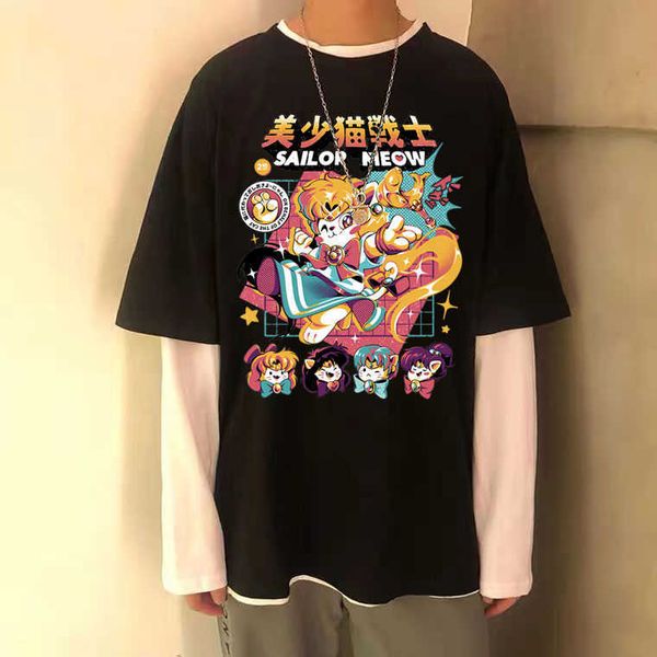 men's t-shirts anime woman fashion hip hop t shirt sailor meow graphic print tshirt short sleeve men women funny cute oversized tshirt, White;black
men's t-shirts anime woman fashion hip hop t shirt sailor meow graphic print tshirt short sleeve men women funny cute oversized tshirt, White;black