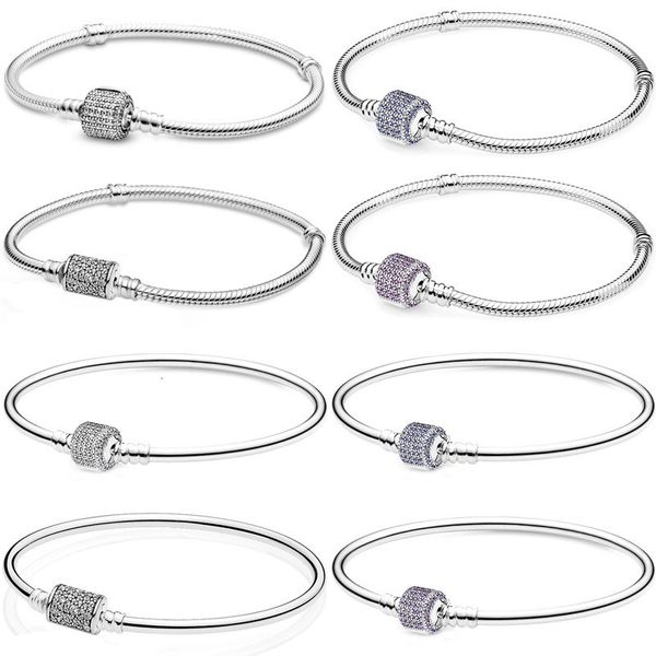 bangle original 925 sterling silver blue purple sparkling barrel clasp snake chain bracelet for bead charm diy jewelry 230216, Black
bangle original 925 sterling silver blue purple sparkling barrel clasp snake chain bracelet for bead charm diy jewelry 230216, Black