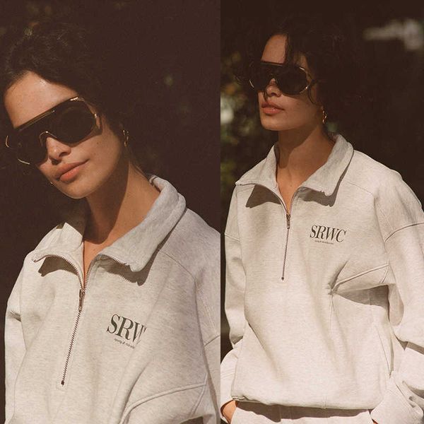 sporty & rich letter print sweatshirts zipper half-cardigan mock neck sweatshirt pure cotton women sweater designer pullover jumper, Black
sporty & rich letter print sweatshirts zipper half-cardigan mock neck sweatshirt pure cotton women sweater designer pullover jumper, Black