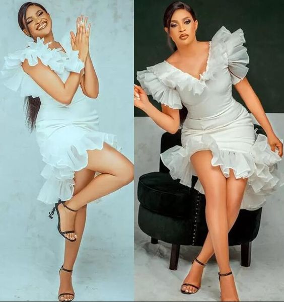 little white dress arabic aso ebi mermaid short prom dresses ruffles v-neck satin cocktail evening wear gowns, Black;red
little white dress arabic aso ebi mermaid short prom dresses ruffles v-neck satin cocktail evening wear gowns, Black;red