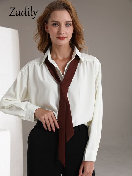 women's blouses shirts zadily spring office lady long sleeve folds women basic shirt minimalist tie button up loose woman tunic blouse, White
women's blouses shirts zadily spring office lady long sleeve folds women basic shirt minimalist tie button up loose woman tunic blouse, White