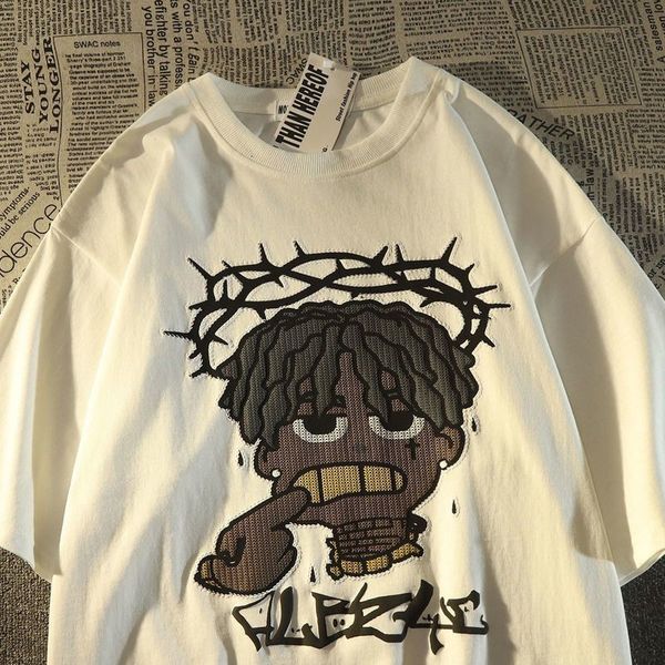 men's t-shirts american hip hop fashion brand portrait short sleeve t-shirt men summer ins loose versatile high street retro half 23021, White;black
men's t-shirts american hip hop fashion brand portrait short sleeve t-shirt men summer ins loose versatile high street retro half 23021, White;black
