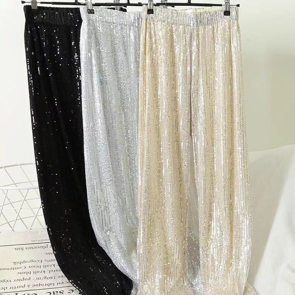 women s pants s sidaimi silver full sequined women wide leg elastic waist bling luxury chic casual gold long female club 230217, Black;white
women s pants s sidaimi silver full sequined women wide leg elastic waist bling luxury chic casual gold long female club 230217, Black;white