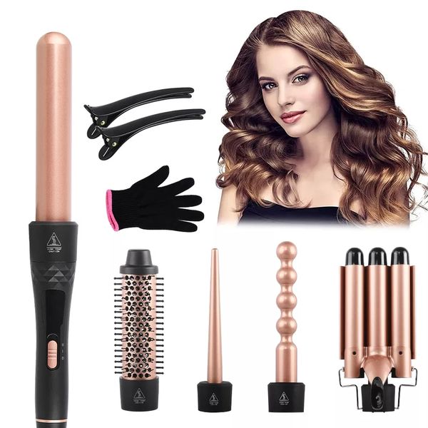 5 in 1 hair curler iron,curling wand set with curling brush and 4 interchangeable ceramic curling wand, instant heat up,include heat protect
5 in 1 hair curler iron,curling wand set with curling brush and 4 interchangeable ceramic curling wand, instant heat up,include heat protect