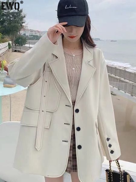 

womens suits blazers ewq female notched collar long sleeve single breasted spliced solid suit coat fashion spring women blazer 16t66 230216, White;black