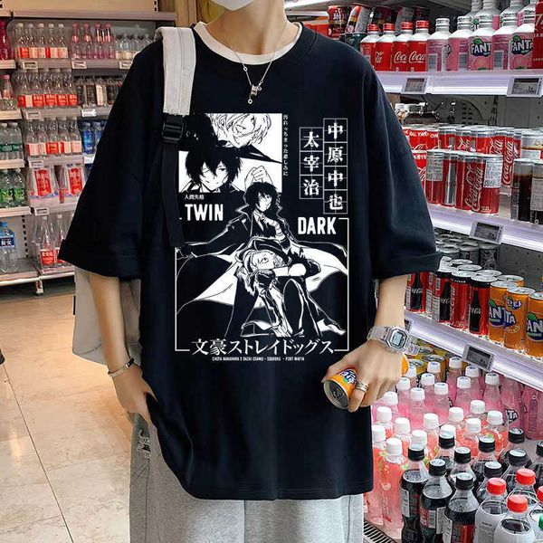 men's t-shirts anime mens graphic oversized t shirt men women tshirts bungo stray dogs dazai osamu nakahara chuuya cotton streetwear ts, White;black
men's t-shirts anime mens graphic oversized t shirt men women tshirts bungo stray dogs dazai osamu nakahara chuuya cotton streetwear ts, White;black