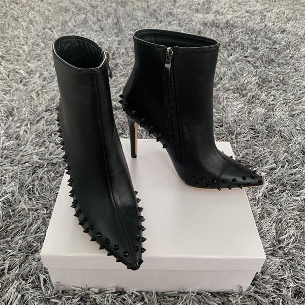 casual designer lady fashion women pumps black leather spikes point toe high heels shoes 10cm stiletto heeled wedding shoes252y
casual designer lady fashion women pumps black leather spikes point toe high heels shoes 10cm stiletto heeled wedding shoes252y