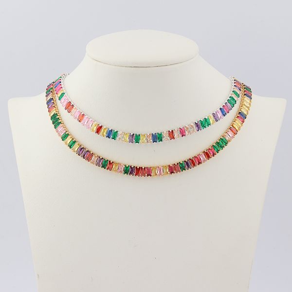 designer luxury rainbow tennis cz necklace women's gold crystal colored gemstone stick neck necklace choker jewelry, Golden;silver
designer luxury rainbow tennis cz necklace women's gold crystal colored gemstone stick neck necklace choker jewelry, Golden;silver