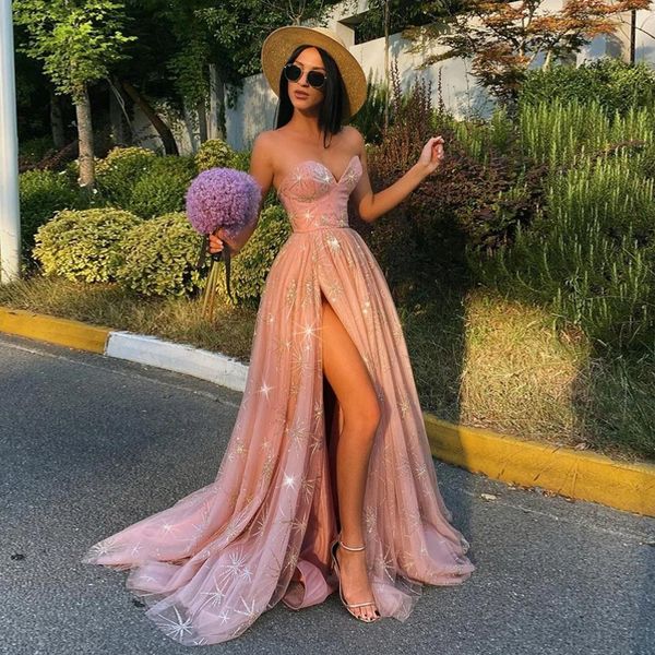 sparkly sequined prom dresses sweetheart neckline evening gowns a line side split sweep train tulle special occasion formal wear, Black
sparkly sequined prom dresses sweetheart neckline evening gowns a line side split sweep train tulle special occasion formal wear, Black