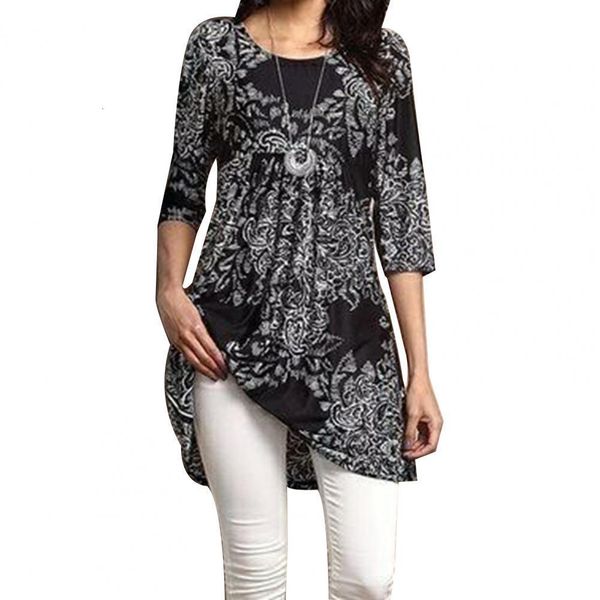 women's blouses shirts fashion women digital black print polyester long shirt large hem 3/4 sleeve woman and ladies clothing 230217, White
women's blouses shirts fashion women digital black print polyester long shirt large hem 3/4 sleeve woman and ladies clothing 230217, White