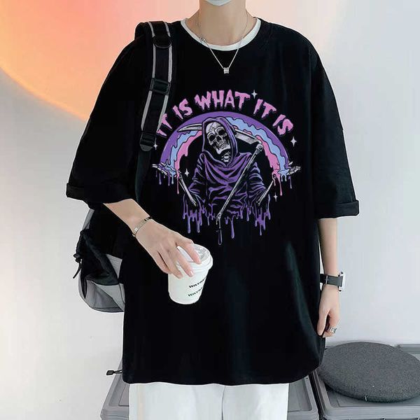 men's t-shirts fashion brand design horror death it is what it is graphic print tshirts man cotton streetwear men women gothic vintage, White;black
men's t-shirts fashion brand design horror death it is what it is graphic print tshirts man cotton streetwear men women gothic vintage, White;black