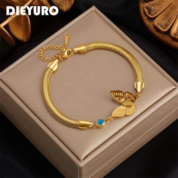 charm bracelets dieyuro 316l stainless steel gold color blue eye butterfly bracelet for women luxury fashion girls wrist jewelry gifts 23021, Golden;silver
charm bracelets dieyuro 316l stainless steel gold color blue eye butterfly bracelet for women luxury fashion girls wrist jewelry gifts 23021, Golden;silver