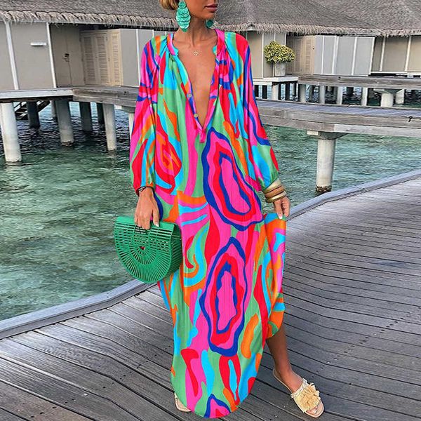 casual dresses 2023 women boho print loose beach dress elegant deep v-neck maxi dress ladies long sleeve oversized dresses robe longue l2302, Black;gray
casual dresses 2023 women boho print loose beach dress elegant deep v-neck maxi dress ladies long sleeve oversized dresses robe longue l2302, Black;gray