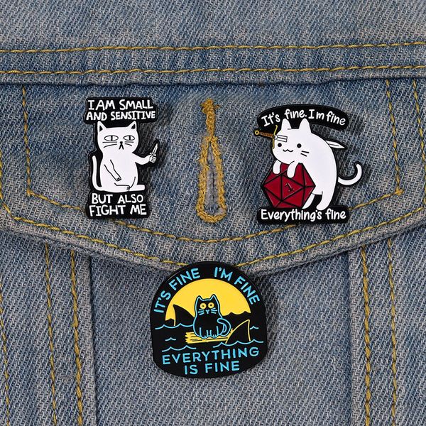 it's fine i'm fine enamel pin custom funny cat sharks sword brooch lapel badge kitten animal jewelry gift for kids friends 3 color, Blue
it's fine i'm fine enamel pin custom funny cat sharks sword brooch lapel badge kitten animal jewelry gift for kids friends 3 color, Blue