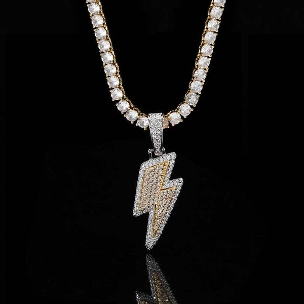 necklace pendants cuban chain bicolor lightning pendant necklace real gold electroplate copper with zircon personality hiphop men's nec, Silver
necklace pendants cuban chain bicolor lightning pendant necklace real gold electroplate copper with zircon personality hiphop men's nec, Silver