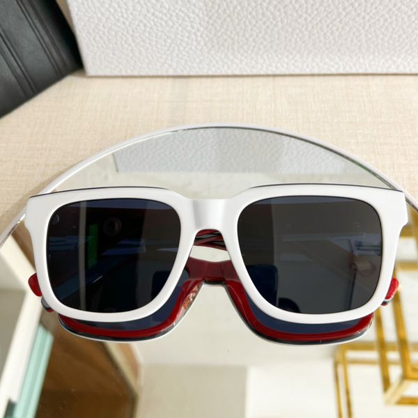 white red square sunglasses for men designer sunglasses uv400 protection eyewear with box, White;black
white red square sunglasses for men designer sunglasses uv400 protection eyewear with box, White;black