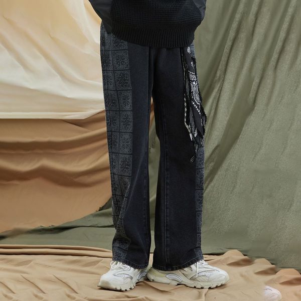 men s jeans korean ins paisley splicing straight wide leg high street harajuku vintage retro men pants denim print trousers 230217, Blue
men s jeans korean ins paisley splicing straight wide leg high street harajuku vintage retro men pants denim print trousers 230217, Blue