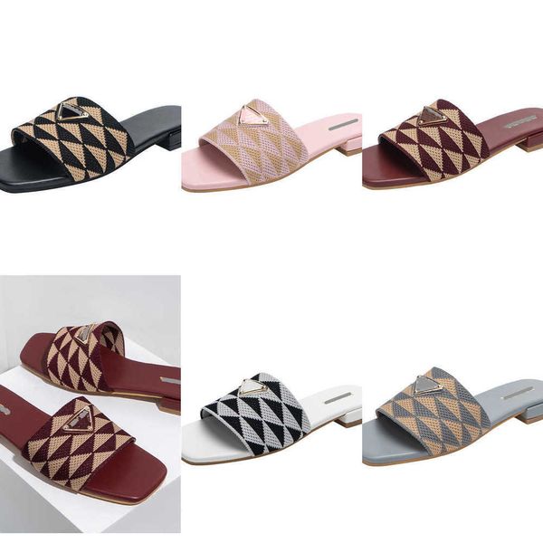 designer beach scuffs classic flat woman slipper summer lady slide triangle mark slippers embroidered fabric jacquard triangle p women slide, Black
designer beach scuffs classic flat woman slipper summer lady slide triangle mark slippers embroidered fabric jacquard triangle p women slide, Black