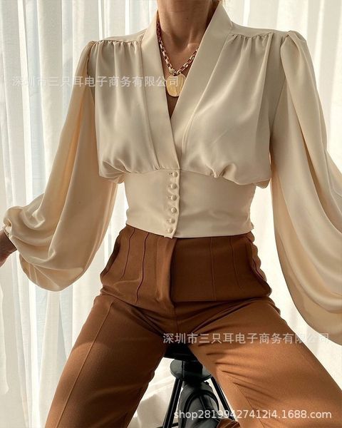 women's blouses shirts women casual blouse fall lady elegant ong lantern sleeve v neck sheat shirt outdoor autumn loose femme blusas 2, White
women's blouses shirts women casual blouse fall lady elegant ong lantern sleeve v neck sheat shirt outdoor autumn loose femme blusas 2, White