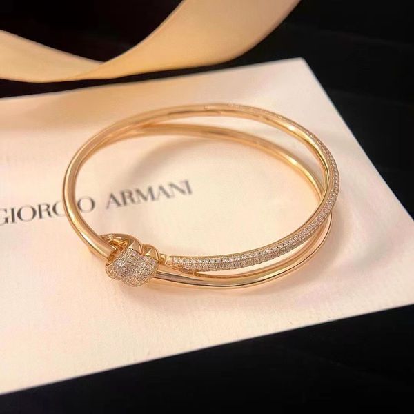 knotted half diamond gold bangle luxury designer monogram hollow bracelet diamond 18k plated 925 stainless steel wedding gold and silver bra, Black
knotted half diamond gold bangle luxury designer monogram hollow bracelet diamond 18k plated 925 stainless steel wedding gold and silver bra, Black
