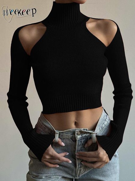 women s sweaters weekeep basic black turtleneck sweater pullovers hollow out off shoulder skinny casual streetwear women knitwear jumper 230, White;black
women s sweaters weekeep basic black turtleneck sweater pullovers hollow out off shoulder skinny casual streetwear women knitwear jumper 230, White;black