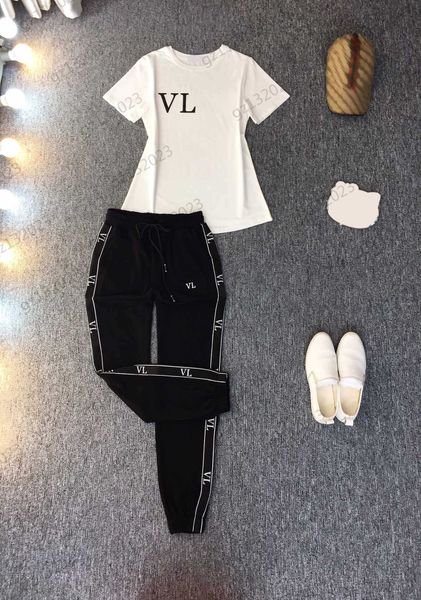 short sleeve two piece pants front letters print crewneck casual cotton t-shirt side letter webbing elastic waist loose trousers women two p, White
short sleeve two piece pants front letters print crewneck casual cotton t-shirt side letter webbing elastic waist loose trousers women two p, White