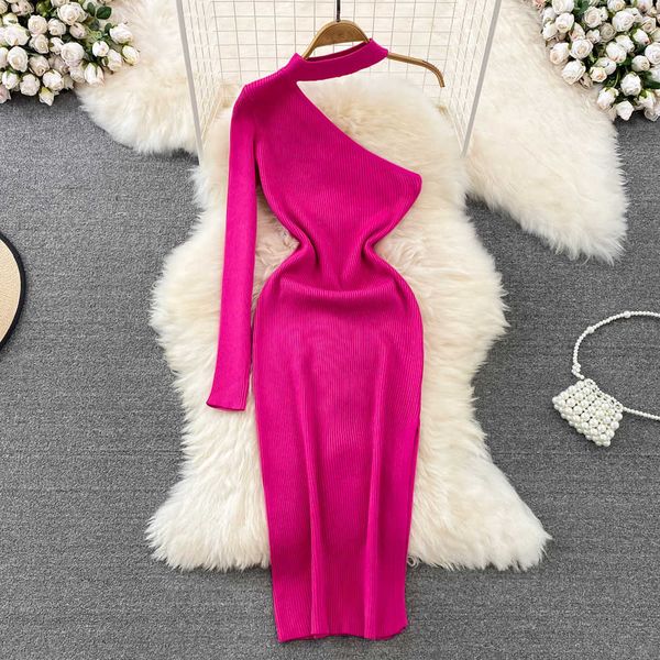 casual dresses chic elegant one shoulder slit pencil dress fashion slim knit long sleeve birthday party vestidos autumn winter women robe z0, Black;gray
casual dresses chic elegant one shoulder slit pencil dress fashion slim knit long sleeve birthday party vestidos autumn winter women robe z0, Black;gray