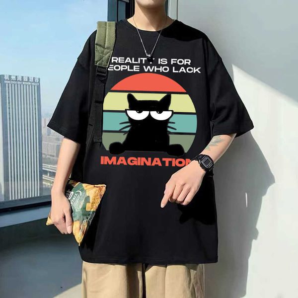 men's t-shirts vintage peality is for people who lack imagination graphic tshirt men women cotton loose tshirt funny black cat tee shir, White;black
men's t-shirts vintage peality is for people who lack imagination graphic tshirt men women cotton loose tshirt funny black cat tee shir, White;black