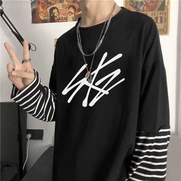 men's t-shirts 2022 straykids letter fake two pieces long sleeve summer y2k tees harajuku kawaii stray kids korean oversized t-shirts, White;black
men's t-shirts 2022 straykids letter fake two pieces long sleeve summer y2k tees harajuku kawaii stray kids korean oversized t-shirts, White;black