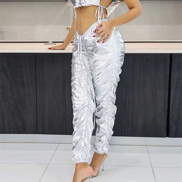 designer leggings 2023 new pleated drawcord wear metallic color panel pockets stretch trousers, Black;white
designer leggings 2023 new pleated drawcord wear metallic color panel pockets stretch trousers, Black;white