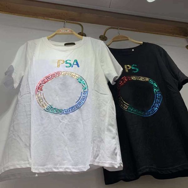 23ss women's brand sequins pure cotton t-shirt round collar t-shirt pullover large edition short sleeve spring and summer fashion popul, White
23ss women's brand sequins pure cotton t-shirt round collar t-shirt pullover large edition short sleeve spring and summer fashion popul, White