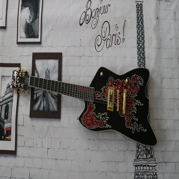 premium high-end black printing special-shaped high-quality electric guitar, rosewood fingerboard, mahogany body
premium high-end black printing special-shaped high-quality electric guitar, rosewood fingerboard, mahogany body