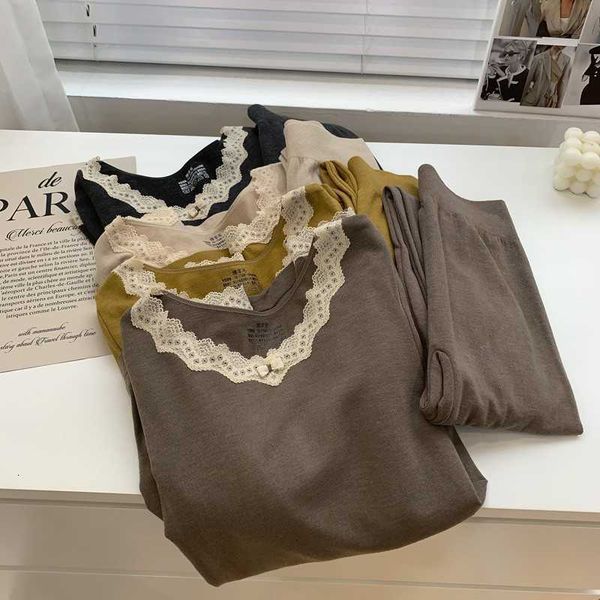 women's wear lace v-neck thermal underwear elastic slim sweater 2022 winter autumn clothes pants set, Black;pink
women's wear lace v-neck thermal underwear elastic slim sweater 2022 winter autumn clothes pants set, Black;pink