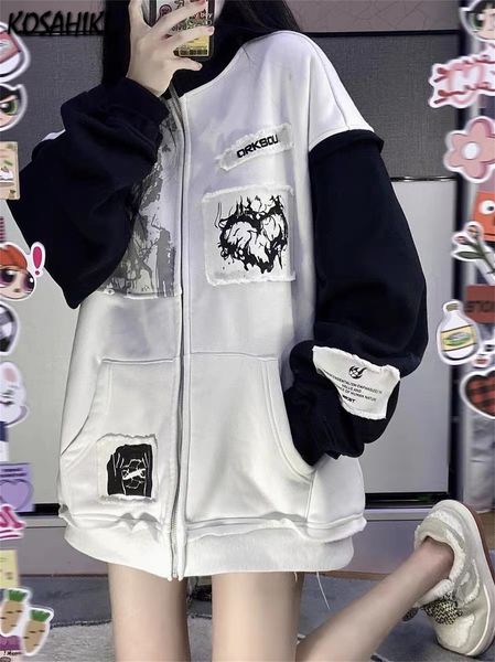 women s hoodies sweatshirts kosahiki jacket 2023 fashion streetwear harajuku contrast color loose casual sweatshirt korean coat ropa mujer 2, Black
women s hoodies sweatshirts kosahiki jacket 2023 fashion streetwear harajuku contrast color loose casual sweatshirt korean coat ropa mujer 2, Black
