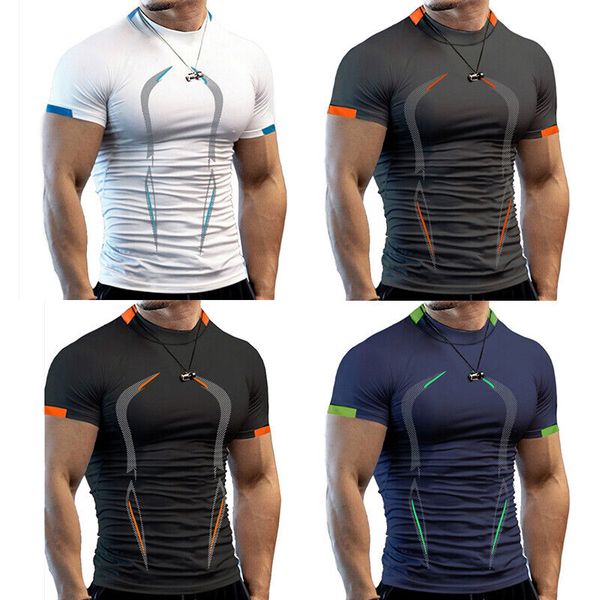 men o neck short sleeve t-shirt slim fit stretch sport gym muscle tee tunic, White;black
men o neck short sleeve t-shirt slim fit stretch sport gym muscle tee tunic, White;black