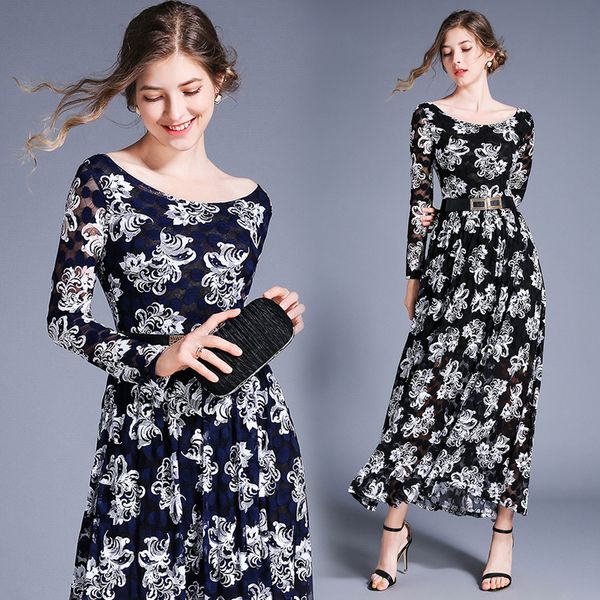 2023 floral lace vintage maxi dresses women designer robe long sleeve o-neck slim birthday dinner black dress spring autumn ladies weekend c, Black;gray
2023 floral lace vintage maxi dresses women designer robe long sleeve o-neck slim birthday dinner black dress spring autumn ladies weekend c, Black;gray