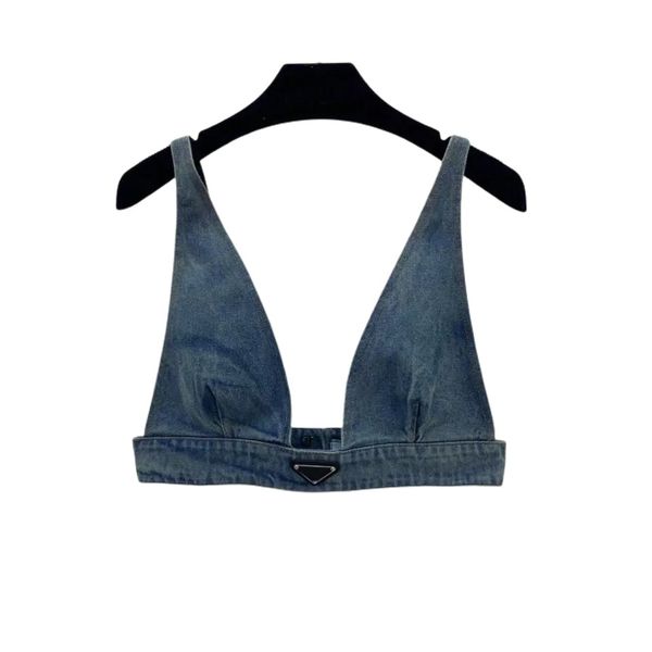 womens designer t shirts underwear denim tank with metal triangle badge deep v sling tube women clothing, White
womens designer t shirts underwear denim tank with metal triangle badge deep v sling tube women clothing, White