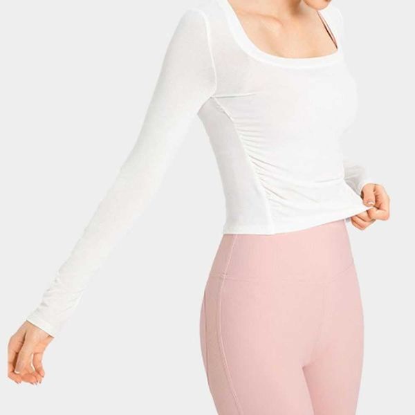 t-shirts 2023 active lulus long sleeve yoga women side pleated loose workout gym breathable quick dry running sweatshirt female 4cap, White
t-shirts 2023 active lulus long sleeve yoga women side pleated loose workout gym breathable quick dry running sweatshirt female 4cap, White