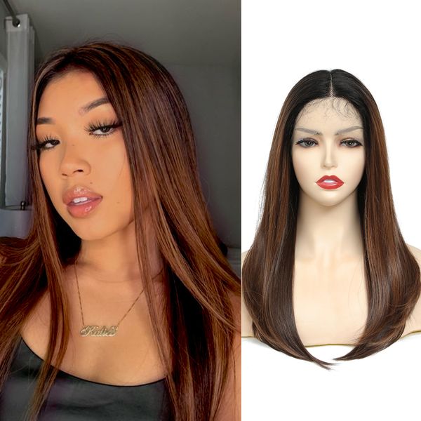 human hair wigs straight synthetic lace front 22 inch ombre brown color middle part soft wig for women heat resistant fiber 230217, Black
human hair wigs straight synthetic lace front 22 inch ombre brown color middle part soft wig for women heat resistant fiber 230217, Black