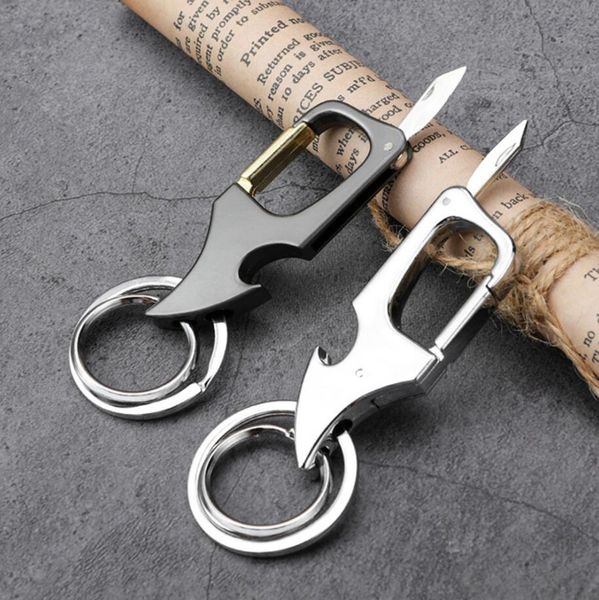 classic men mini foldable knife keychain outdoor multi-functional 2 in 1 metal bottle opener with two key rings for boy gifts, Silver
classic men mini foldable knife keychain outdoor multi-functional 2 in 1 metal bottle opener with two key rings for boy gifts, Silver