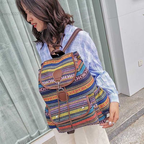 women's bags 2022 new ethnic styles striped canvas double shoulders large capacity backpacks designer bag retro female bag
women's bags 2022 new ethnic styles striped canvas double shoulders large capacity backpacks designer bag retro female bag