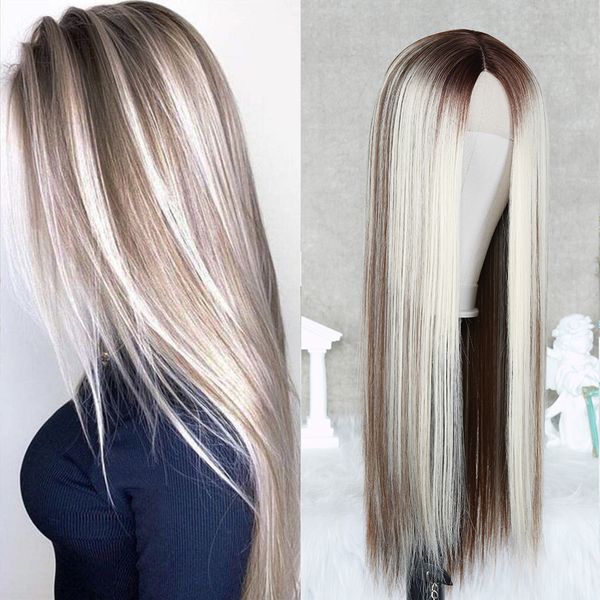 human hair wigs ash blonde straight lace long highlight ombre synthetic middle part for black women 230217
human hair wigs ash blonde straight lace long highlight ombre synthetic middle part for black women 230217