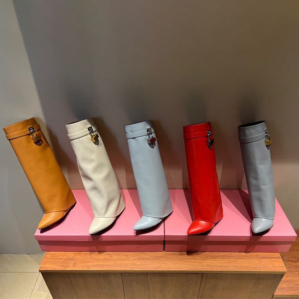 designer shark lock boots biker black leather knee tall boots rain long ankle fold-over luxury women sharks high straight height booted 9cm
designer shark lock boots biker black leather knee tall boots rain long ankle fold-over luxury women sharks high straight height booted 9cm