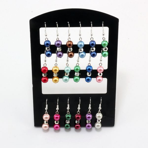 16pair creative glass bead dangle earrings for women jewerly girls trendy accessories, Silver
16pair creative glass bead dangle earrings for women jewerly girls trendy accessories, Silver